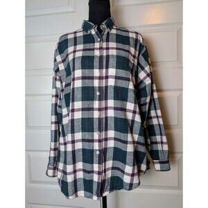 Vintage LL Bean Flannel Made in USA Size L Women's Plaid Outdoors